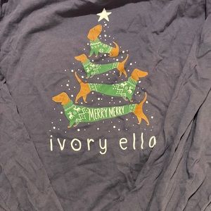 Ivory Ella long sleeve blue/grey Christmas dog shirt NWOT XL